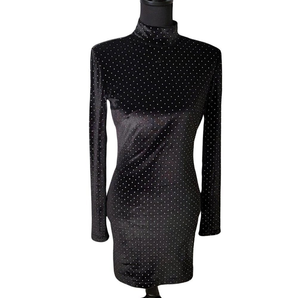 Cosmopolitan Bodycon Black White Velvet Dress EUC Dress the Population